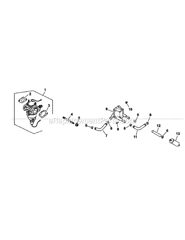 Cv18s-61573 Fuel System Diagram and Parts List for M48-KHS 53AB5B5M750-18HP Cub Cadet Lawn Tractor